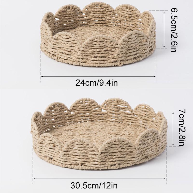 1Pc Paper Fruits Storage Basket Household Weave Vegetables High-capacity Snack Tray Paper Rope