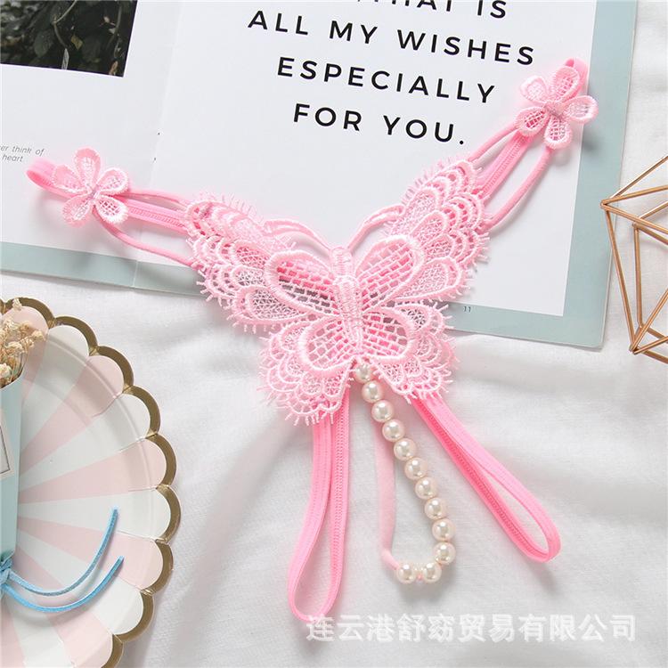 Erotic Underwear, Sexy Lace, Women's Erotic Underwear, Butterfly Section Open T-pants, Thong.