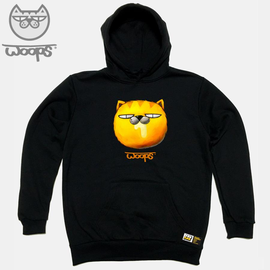 Doldol Woops_Hoody_61 Skateboard Cat Oops Character Hoodie Black/S