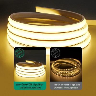Bande Lumineuse LED Extérieure Étanche, 220V COB, Auto-Adhésive, Blanc Super Lumineux, Adaptée pour Salon et Plafond.