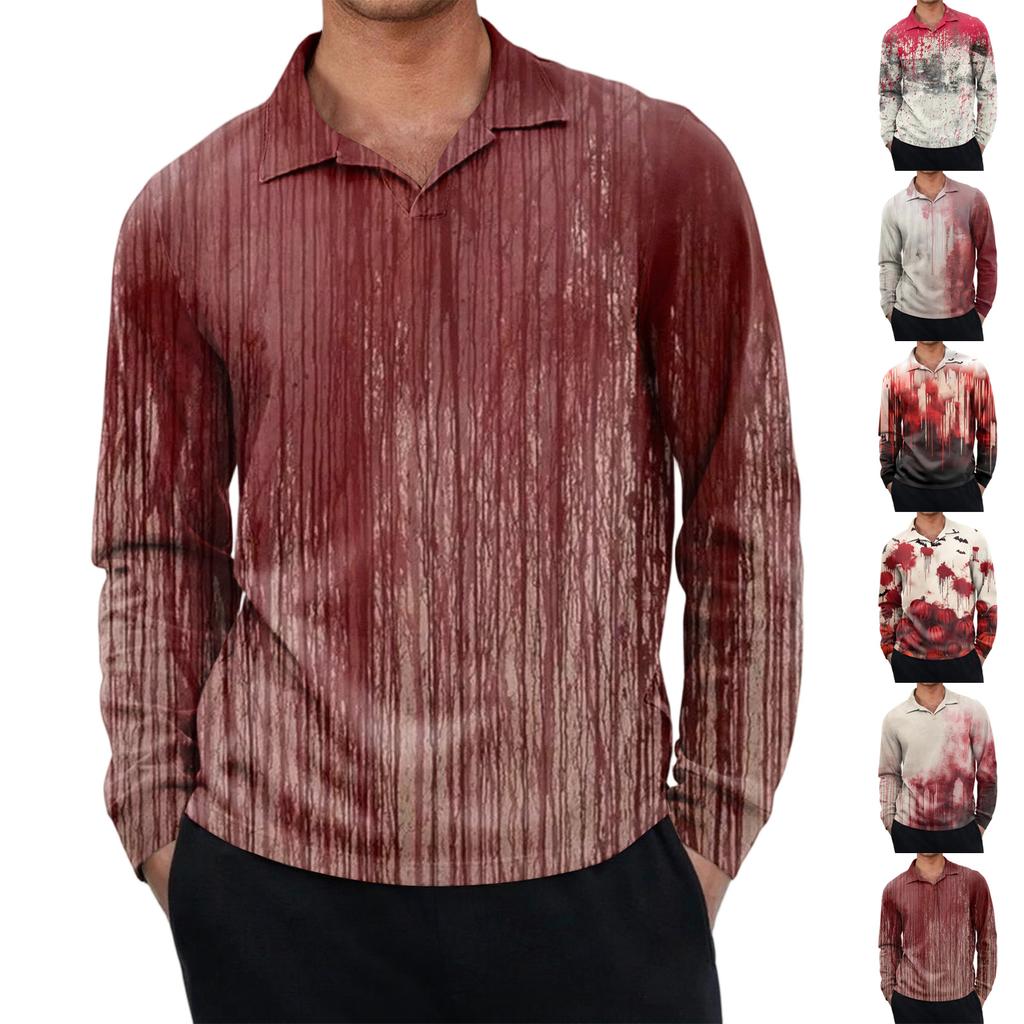 Men's Casual Retro Small V-neck Long-sleeved Top