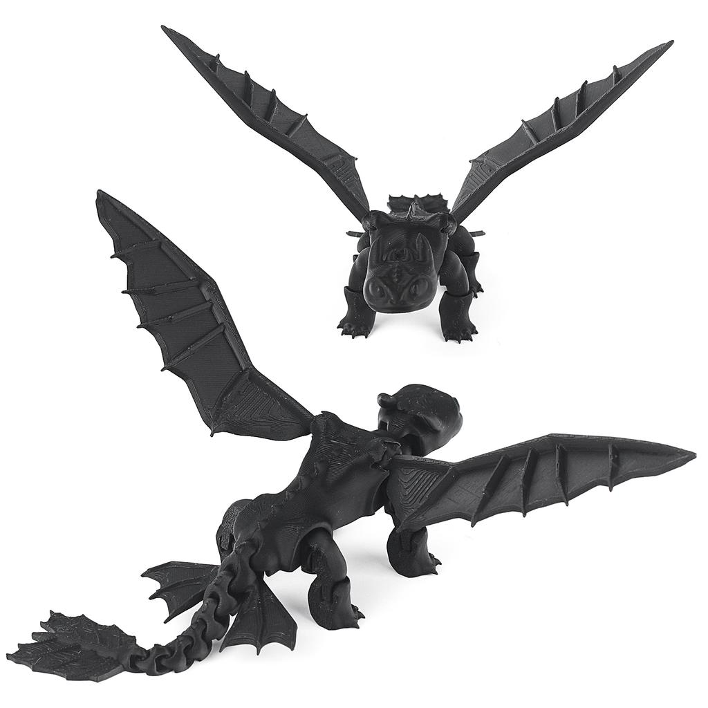3D printed black winged dragon, simulated animal model, collectible desktop decoration, decorative toys and gifts