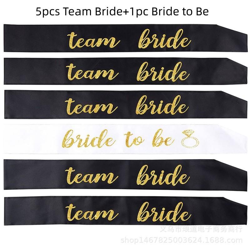 1Set Rose Gold Team Bride To Be Satin Sash Bachelorette Party Decoration Girls Hen Party Wedding Bridal Shower Decor Supplies 5