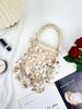 Bohemian Style Natural Shell Piece Woven Armpit Bag Women Casual Seaside Beach Vacation Handmade Bead Tassel Mesh Handbag