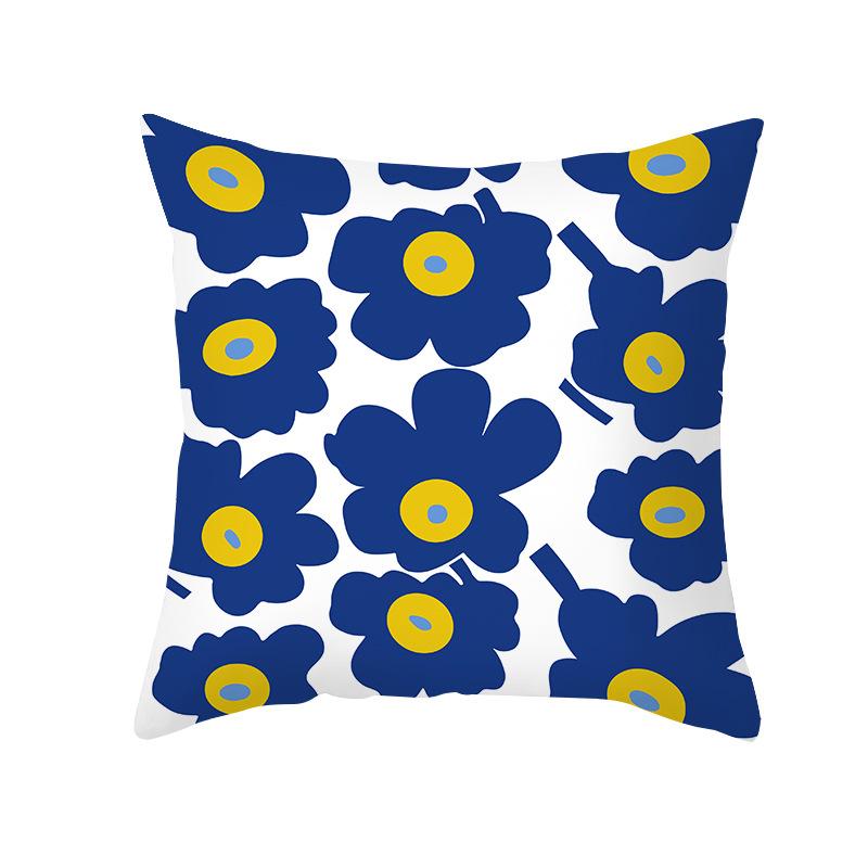 Nordic Simple Pillow Cover Ins Blue Abstract Super Soft Printed Pillow Retro Art Pillow Cover Sofa Cushion