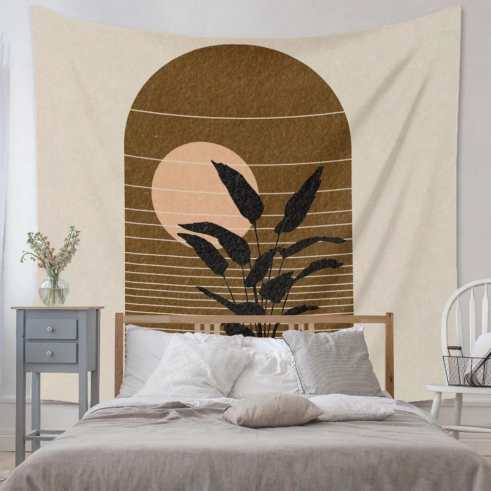 Boho Bakgrunnsillustrasjon Veggmaleri Dekor Geometrisk Gobelin Vegghenging Soverom Estetisk Teppe