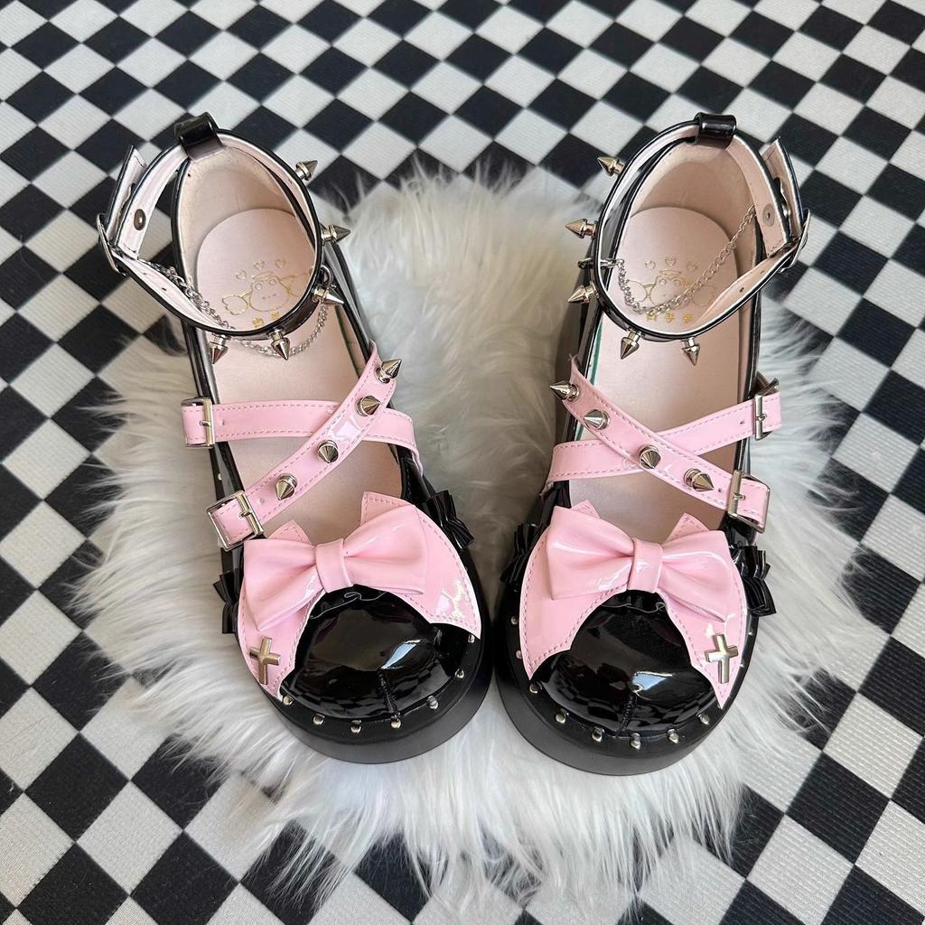 Japanese cos single shoes 2025 new subculture spice girls dark punk style muffin shoes thick sole heightening Lolit shoes