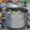 Boundless Voyage Titanium Hanging Pot and Steamer Cookware Set with Folding Camping Hanging Large Suitable for Outdoor Camping Storage Bag Included