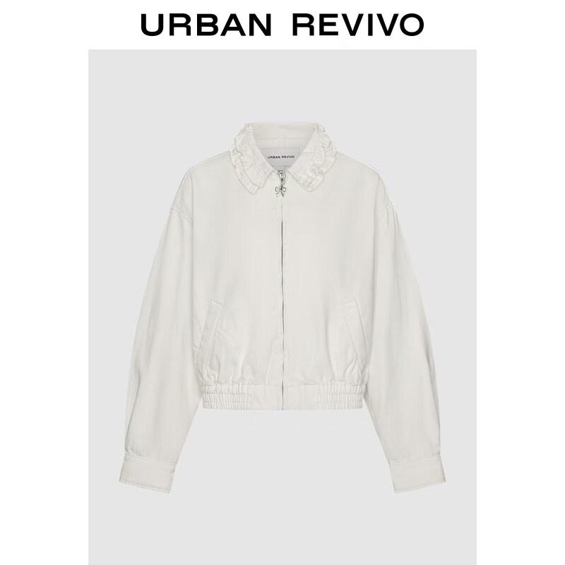 UR 2026 Women s Ruffle Trim Cropped Casual Jacket M