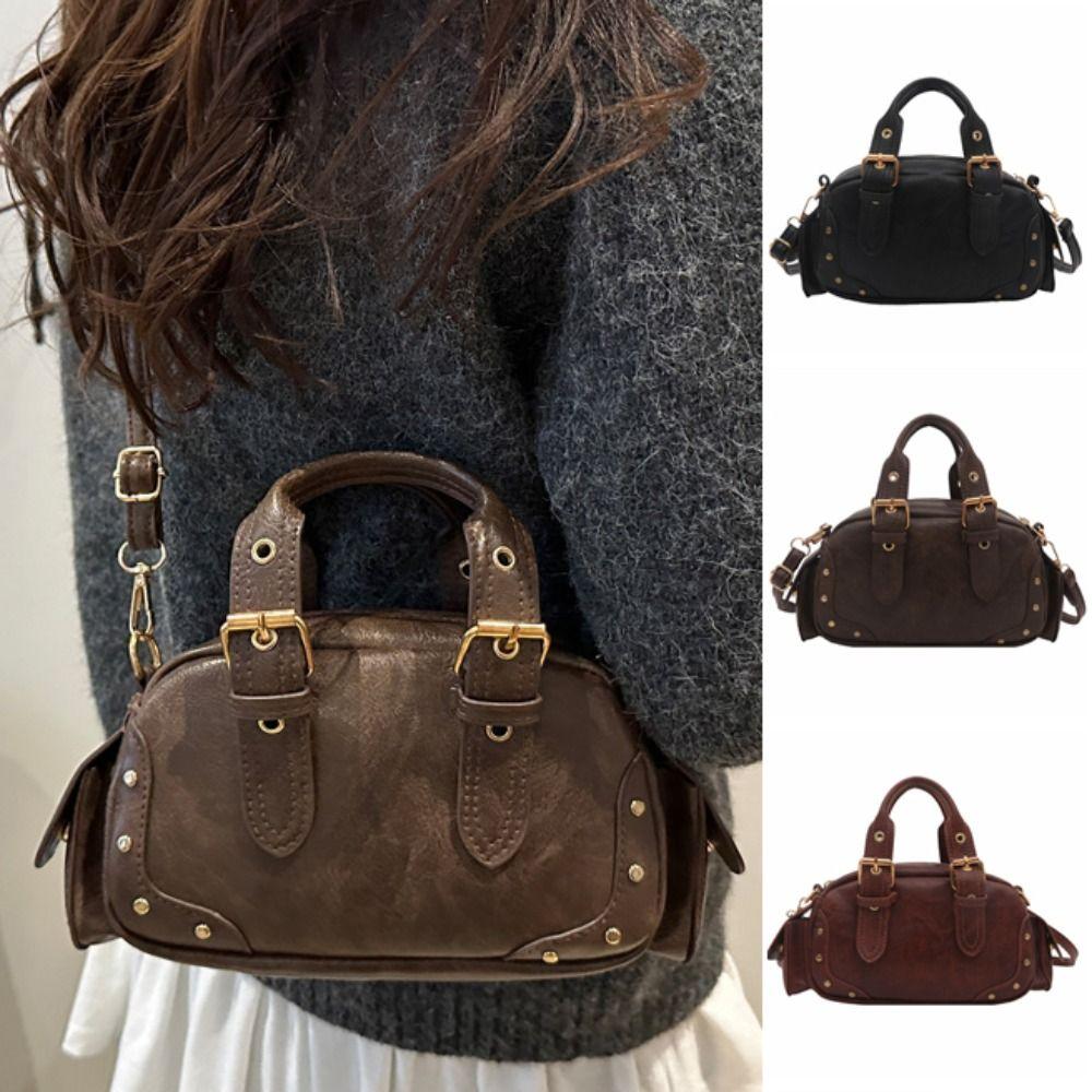 Pu Leather Vintage Underarm Bag Spicy Girl Locomotive Pack Punk Armpit Bag  Girls