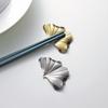 4pcs 304 Stainless Steel Chopstick Pillow Rust-proof Pen Rack Ginkgo Leaf Chopsticks Holder  Canteen