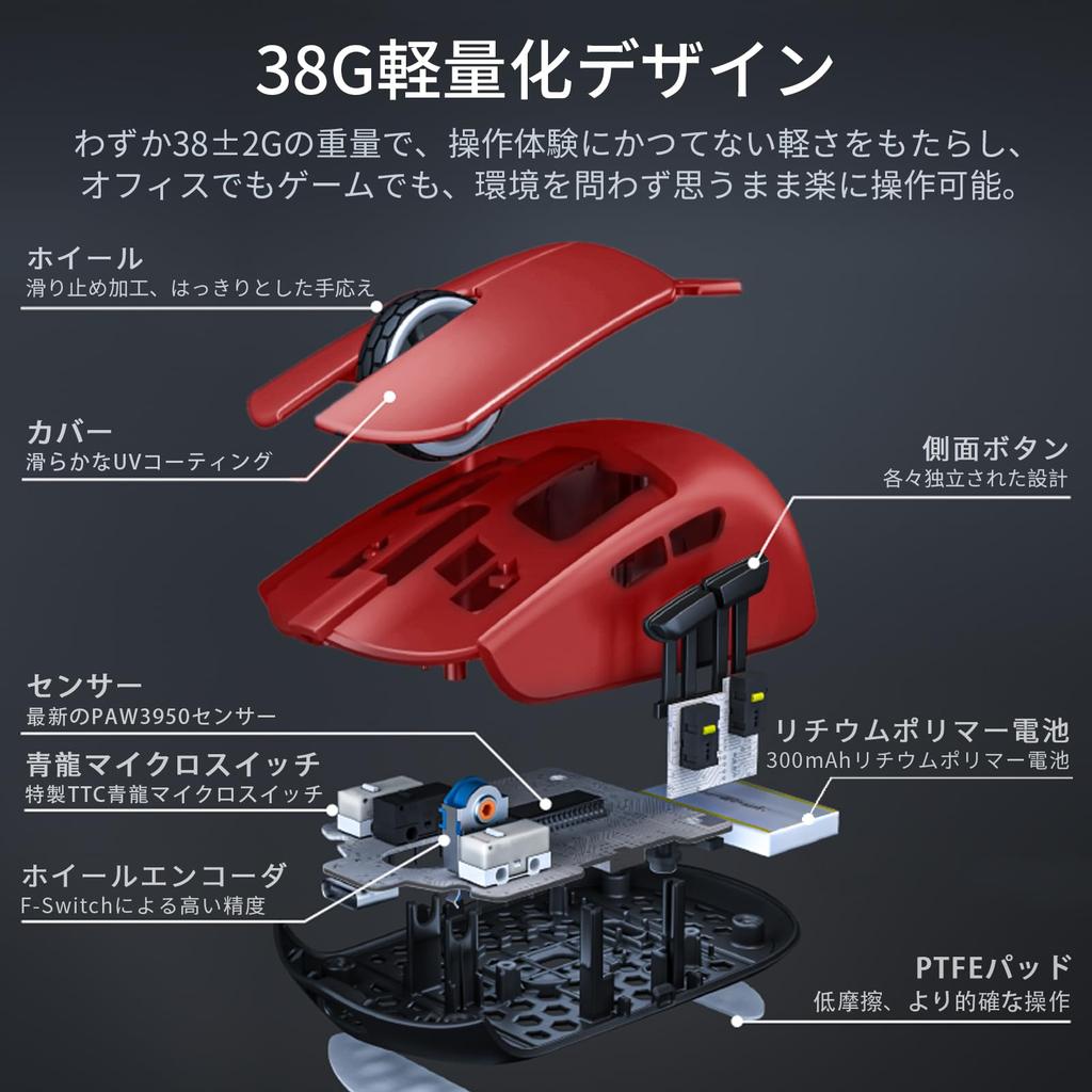 KDSTROE (Small Shop) x Darmoshark M5 Pro 4K8KHz Compact Wireless Mouse PAW3950, 8000Hz Polling Rate, 750IPS, 30000DPI, Bluetooth2.4GhzUSB-C, 3 Modes,