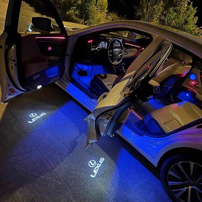 2Pcs Car Door Welcome Lamp HD LED Emblem Projector Lights For Lexus F-SPORT ES RX NX LS UX LM LX GX LC RZ IS CT GS RC HS SC TX