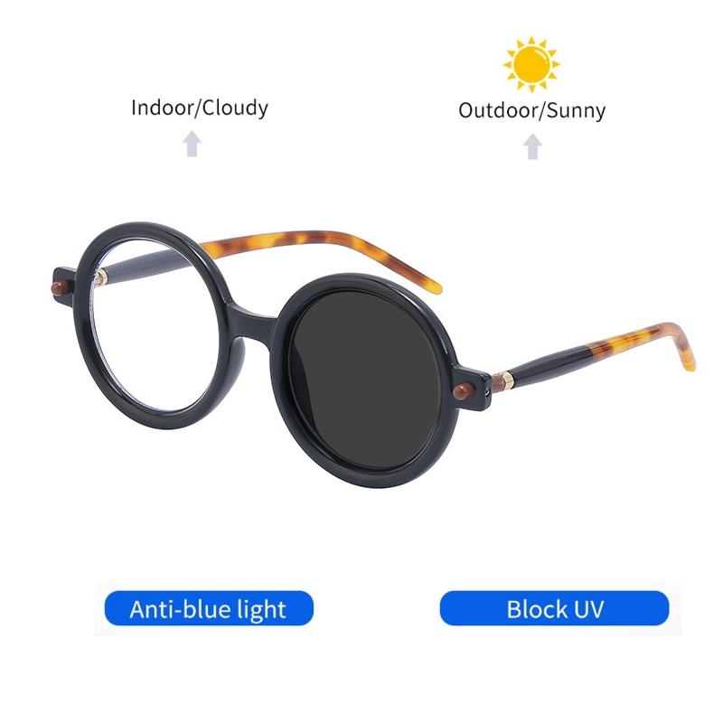 High Quality Luxury Design Retro Round Anti Blue Light Photochromic Reading Glasses For Men Computer Presbyopic Eyeglasses Women