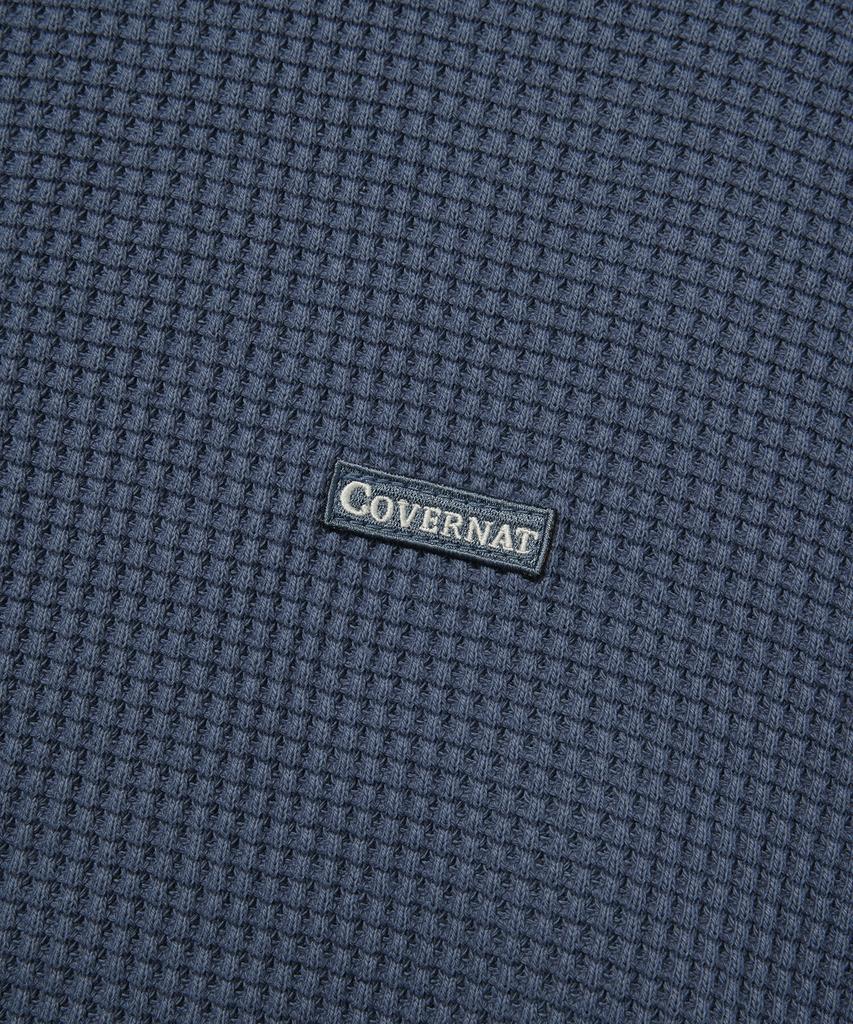 COVERNAT Small Logo Waffle Zip-Up Hoodie Blue