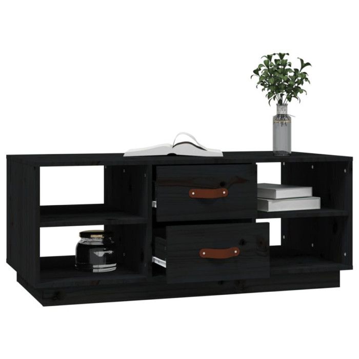 VidaXL Table basse Noir 100x50x41 cm Bois massif de pin 818274