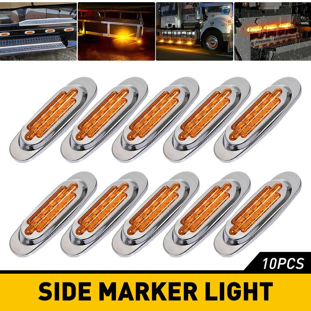 

10PCS Car Lorry Warning Signal Light 16LED Truck Side Light 12V-24V Chrome Waterproof Turn Side Marker Light for Car Lamp