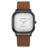 Classic Square Mens Watch With Leather Band And Quartz Movement For Daily Use