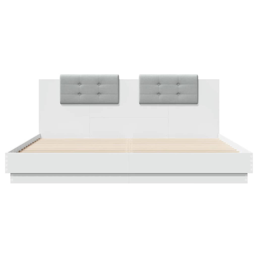 Bed Frame with Headboard and LED Lights White 180 x 200 cm