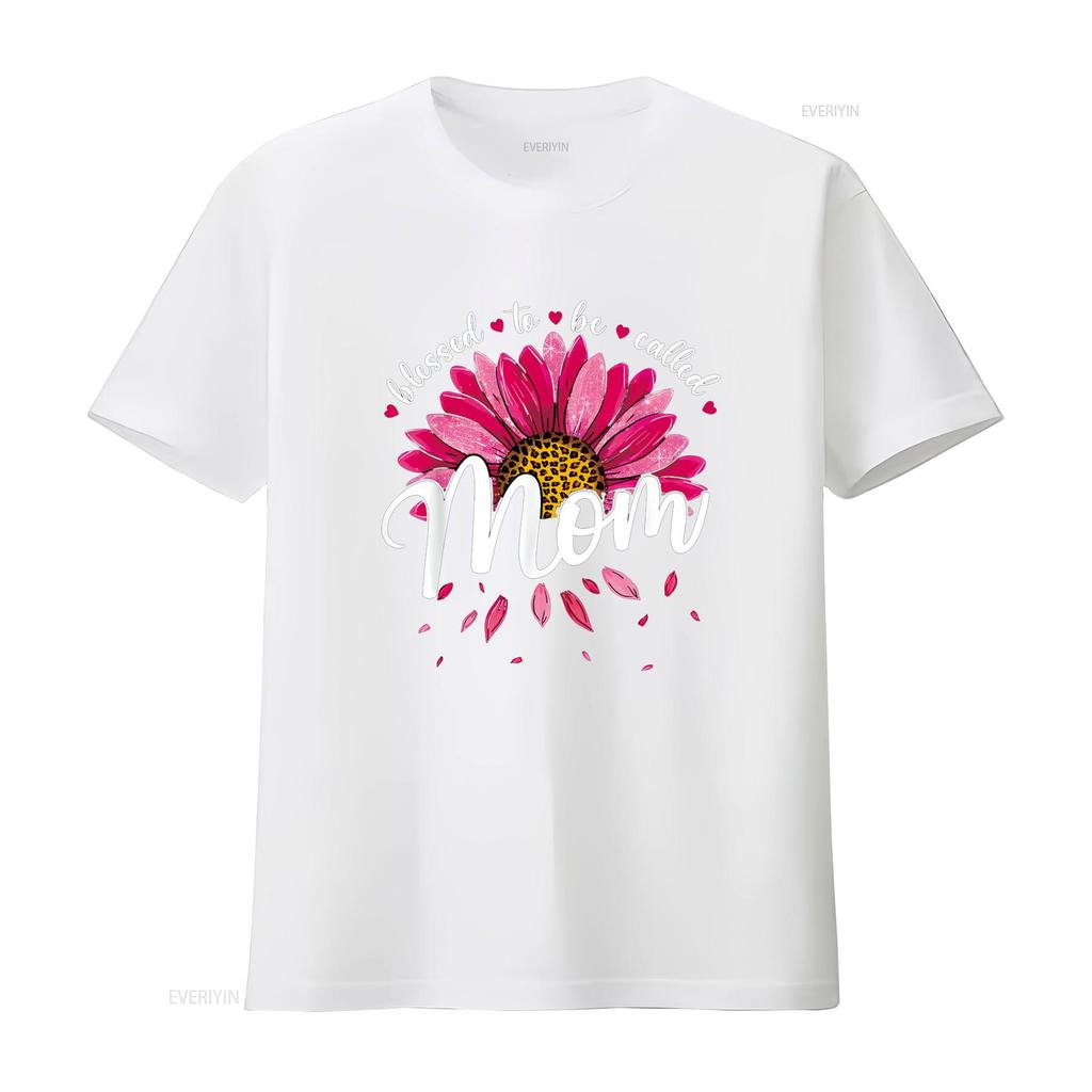 Blessed To Be Called Mom Cute Girls Women Mothers Day T Shirt Vintage Washed Homme Breathable Versatile Comfortable Unisex Soft