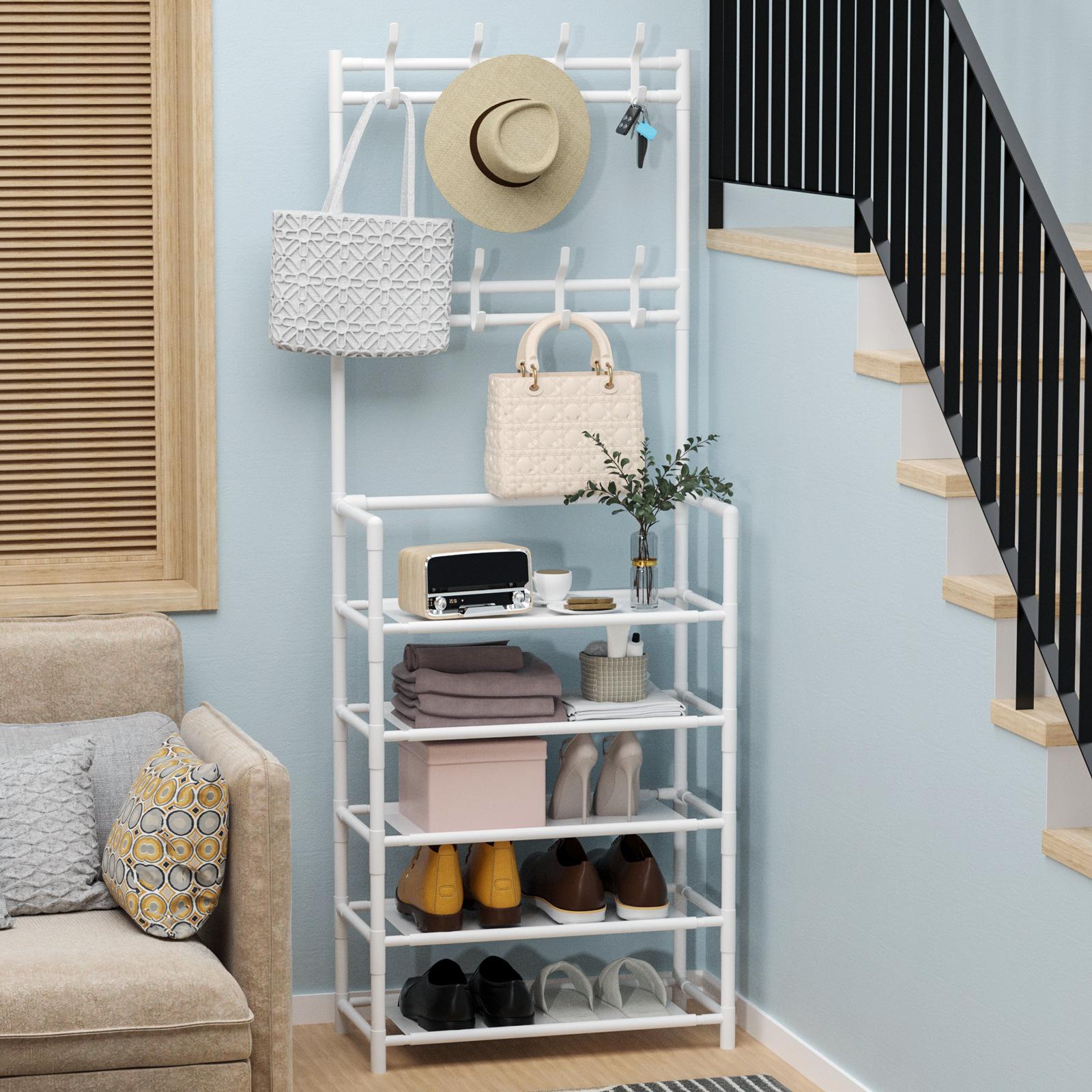 Многофункциональная сборная вешалка для одежды в спальне обуви головных уборов и пальто Простой дизайн для домашнего использования белый 1898₽