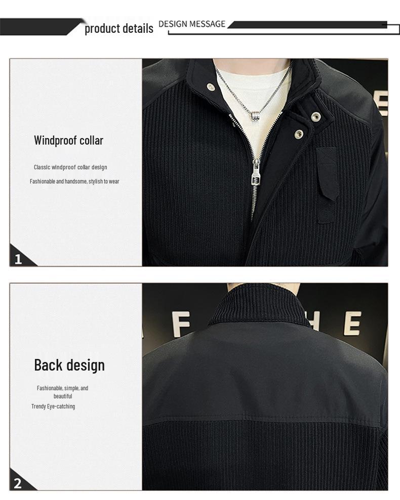Men's High-End Spring Stand-Up Collar Knit Jacket – Trendy Youth Casual Business Coat
