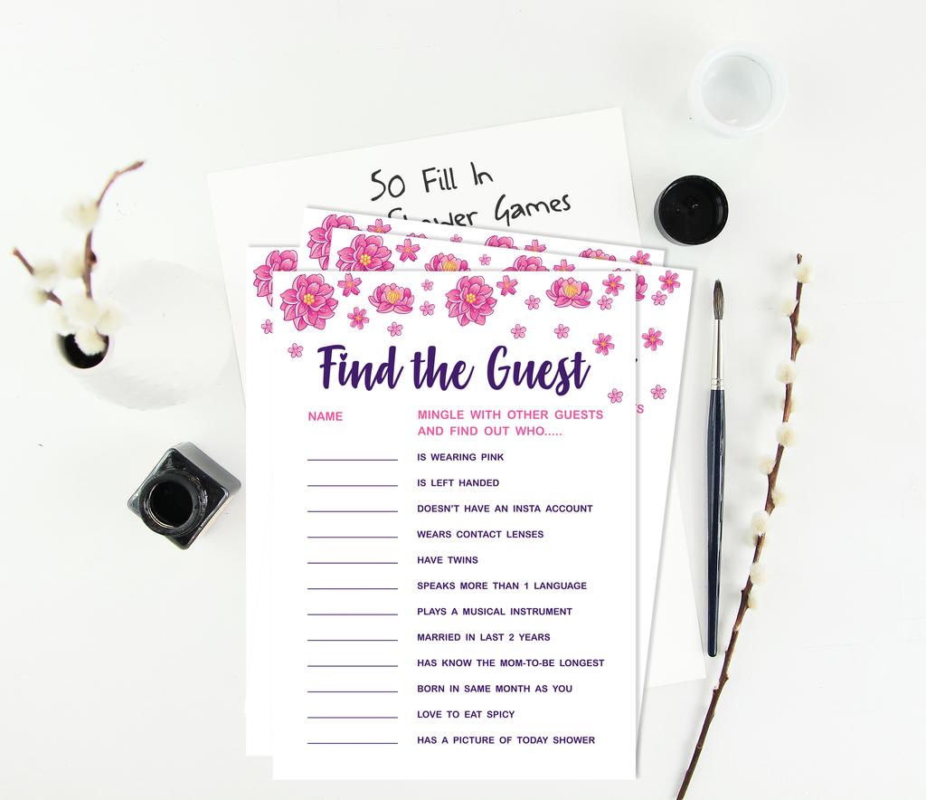 Inkdotpot Baby Shower Game Set Of 50 BabyA  AlphabetA  ABCA  Game Unicorn Floral Party