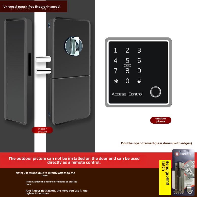 Punch-Free Glass Door Smart Lock: Remote-Controlled Fingerprint Lock for Single & Double Doors