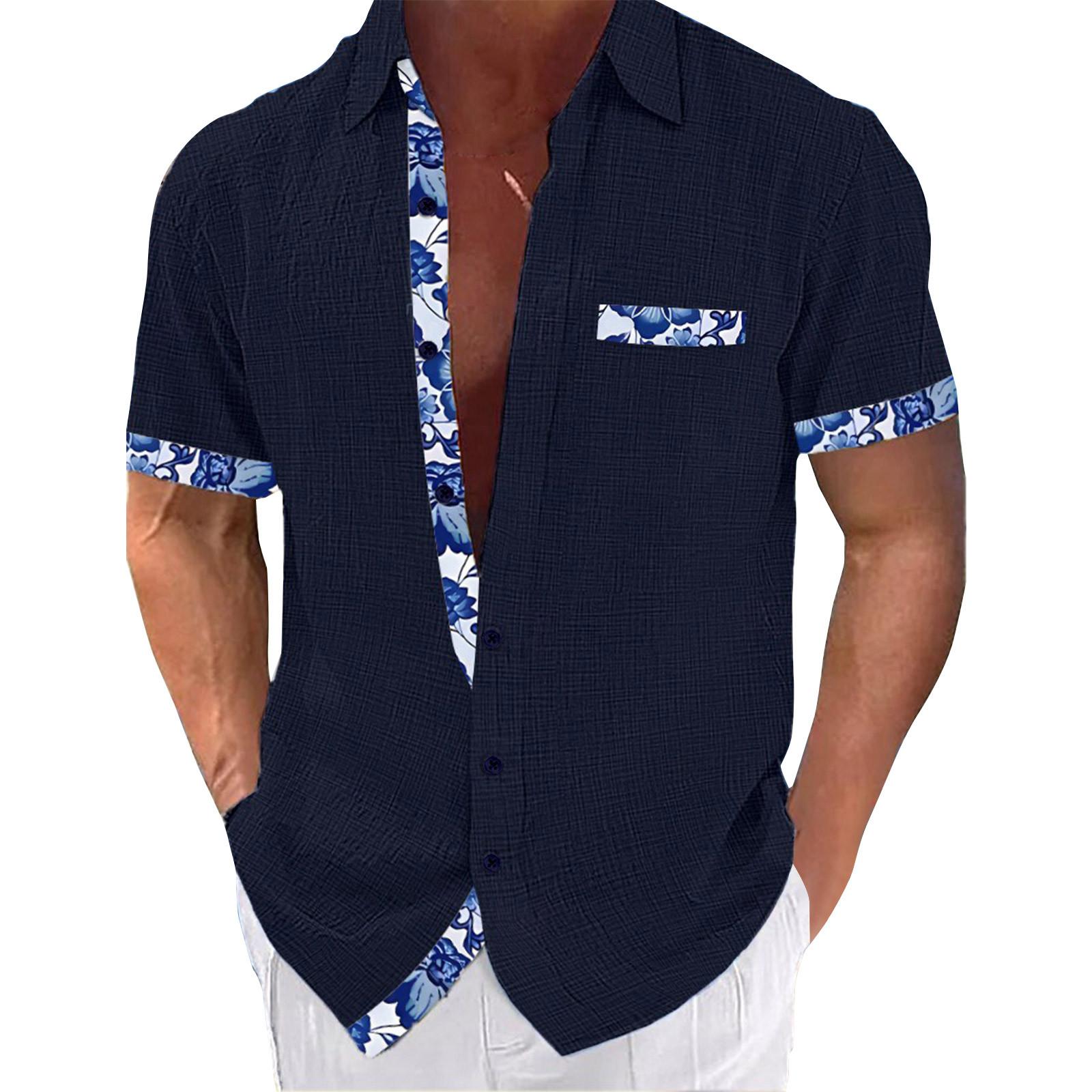 

Мужские винтажные рубашки для боулинга на пуговицах с коротким рукавом, летняя пляжная рубашка L чёрный