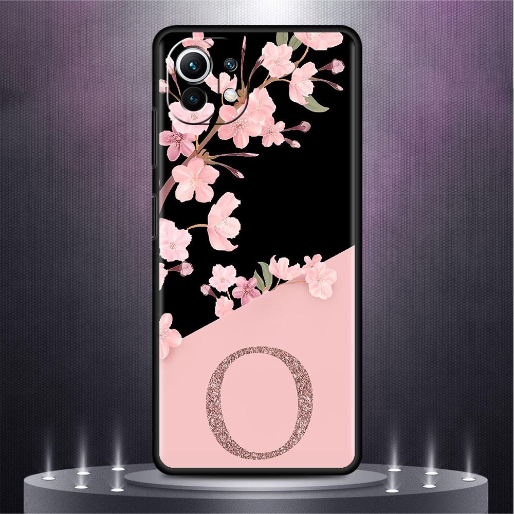 Case For Xiaomi Mi Poco X3 X4 NFC M3 Mi 11 11T 10 T 9T 12 9 10T Lite Silicone Back Phone Cover Custom Cherry Blossom Initial M