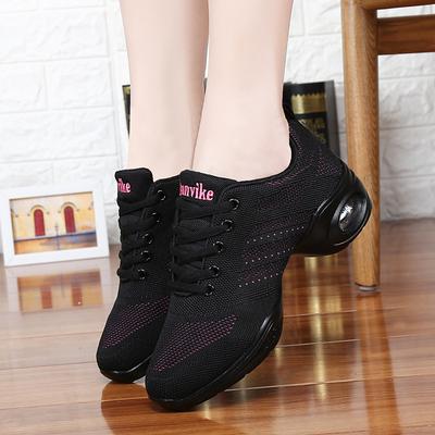 Square Dance Shoes, Dance Shoes, Soft-soled Women's Shoes, Dance Shoes, Modern Dance Breathable Fly-woven Black Ghost Step Latin Dance New