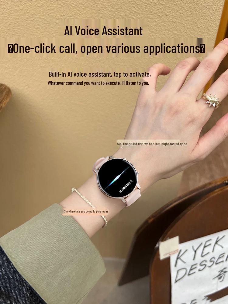 Multifunktionale Smartwatch für Damen: Telefon, Offline-Zahlung, Herzfrequenz, Blutdruck, Sport-Tracker, Silikon-Schrittzähler.