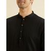 Manyavar Men's Spandex Self Design Kurta (Black,XL)