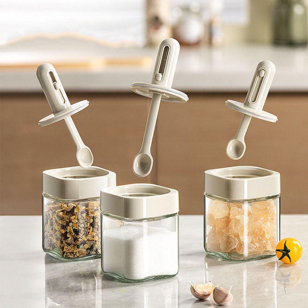 3Pcs Leakproof Glass Seasoning Bottle Moisture-Proof Spice Jar Portable Salt Container  for Home