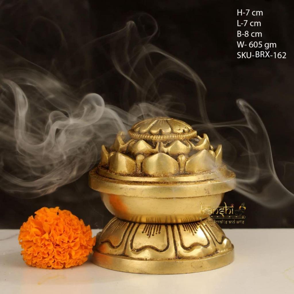Arts 3.5" Brass DHUNI, Incense Holder, Dhoop Dani, Temple Diya, Incense Burner, Diwali Gift, Prayer Lamp, Religious Decor