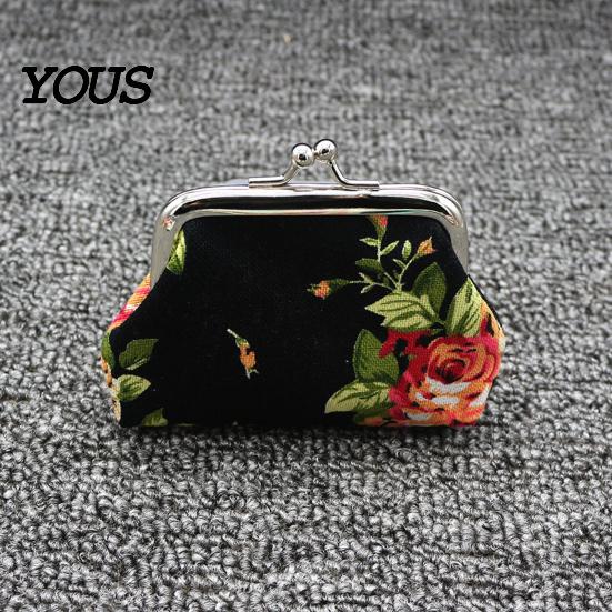 Durable Coin Holder Floral Canvas Small Purse for Women, Vintage Kiss-lock Pastoral Ethnic Style Bag Change Wallet, Mini Cash Pouch Credit Card,