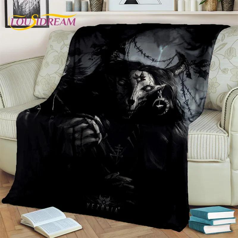 Horror Gothic Skull Ghost Cartoon  Blanket,Soft Throw Blanket for Home Bedroom Bed Sofa Picnic Travel Office Cover Blanket Kids