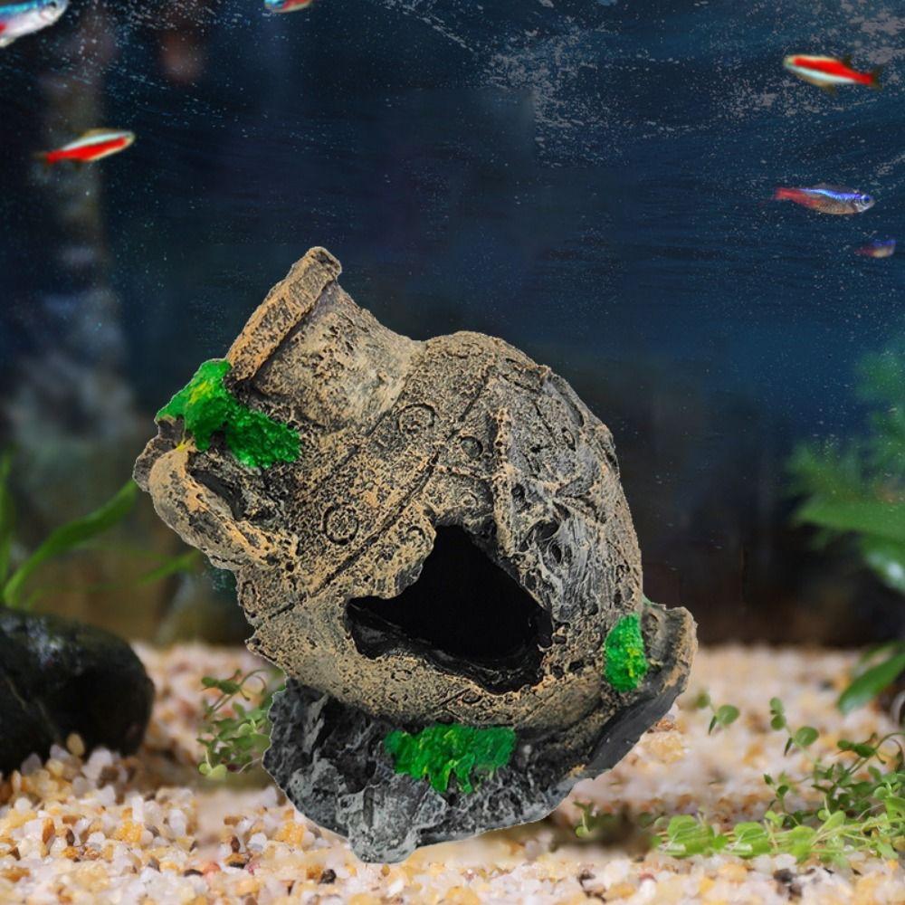 

Simulation Artificial Broken Barrel Decorative Fish Shrimp Shelter Aquarium Fish Shrimp Shelter