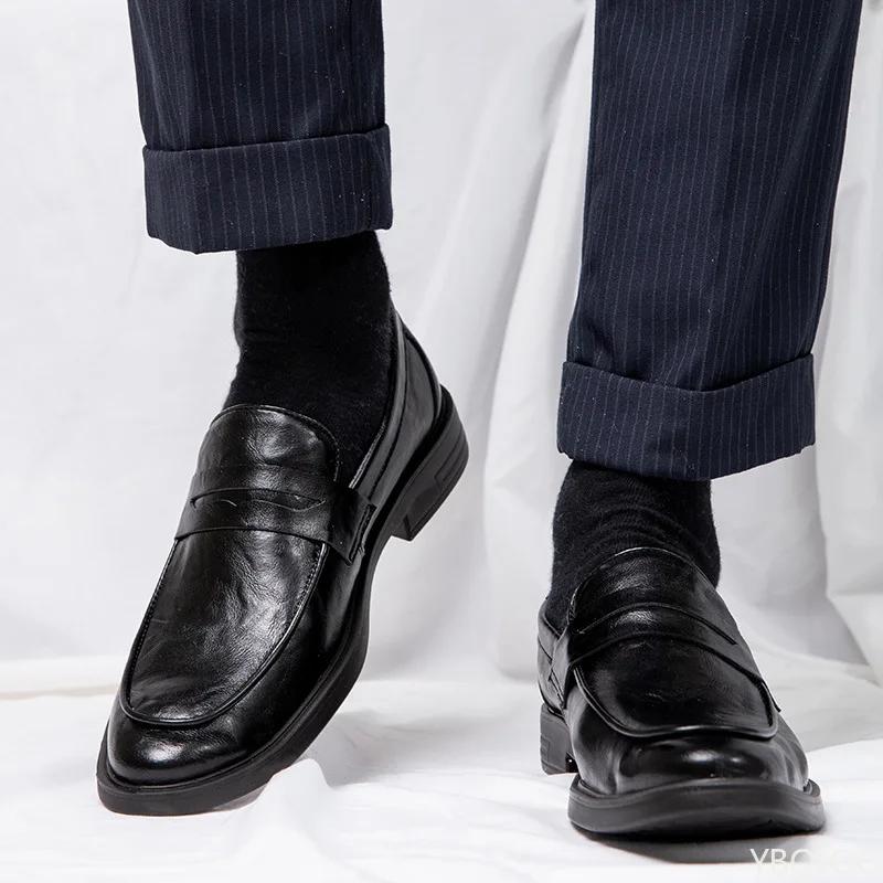 

Male New formal leather Shoes Men Business Wedding Shoe British soft soled trendy shoes Breathable lazy lightweight Loafers 38