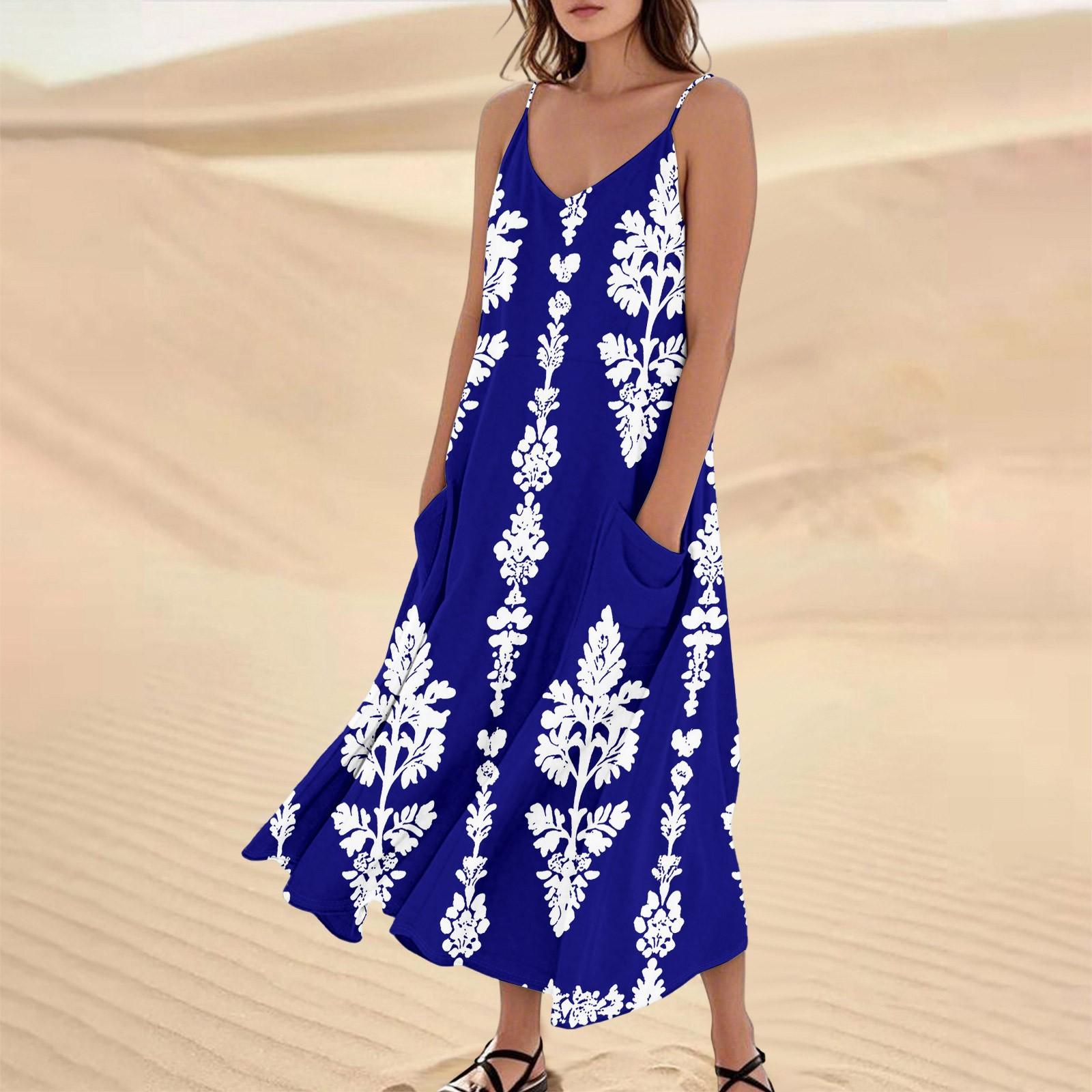 

Женское летнее платье, повседневные свободные длинные пляжные платья для отдыха XL