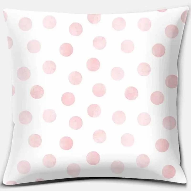 Home Decor Pink Printed Square Polyester Pillowcase Car Sofa Cushion Cover For Bedroom Living Room Sofa X