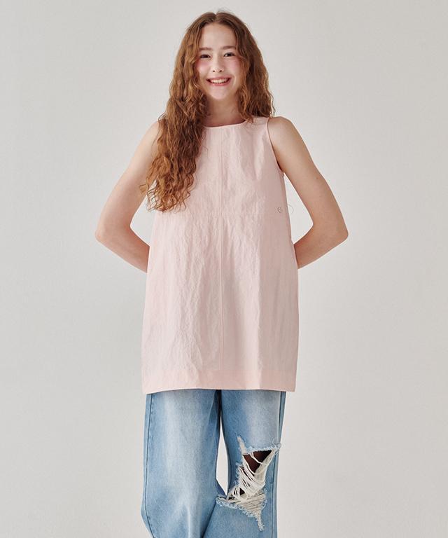 Ronron Back String Point Layerd Mini Dress Soft Pink