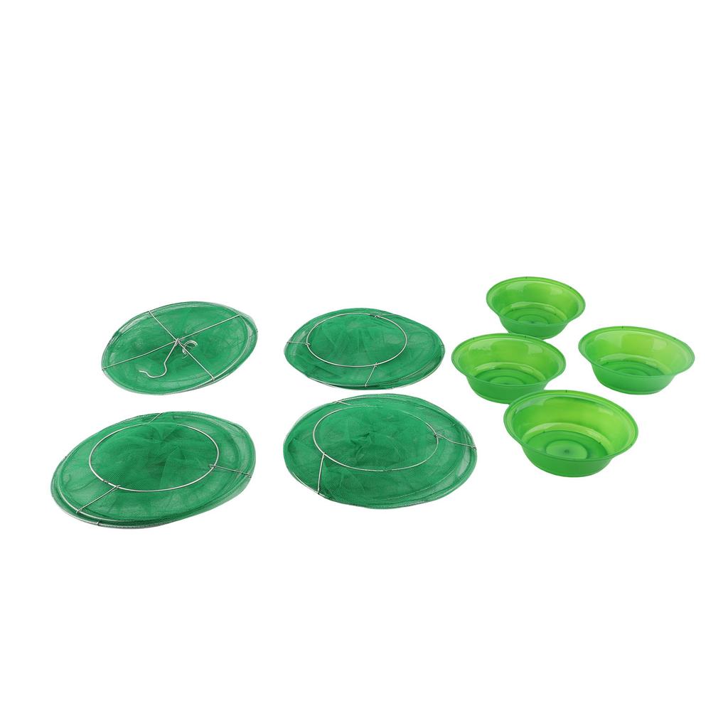 4pcs Hanging Fly Trap Cage Flat Top Tear Proof Hanging Fly Cage with Round Bait Trays for Outdoor