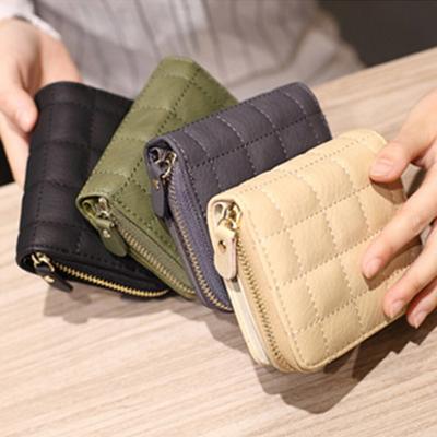 Portafogli Corti da Donna in Ecopelle a Quadri Portacarte Portafoglio con Zip Portamonete