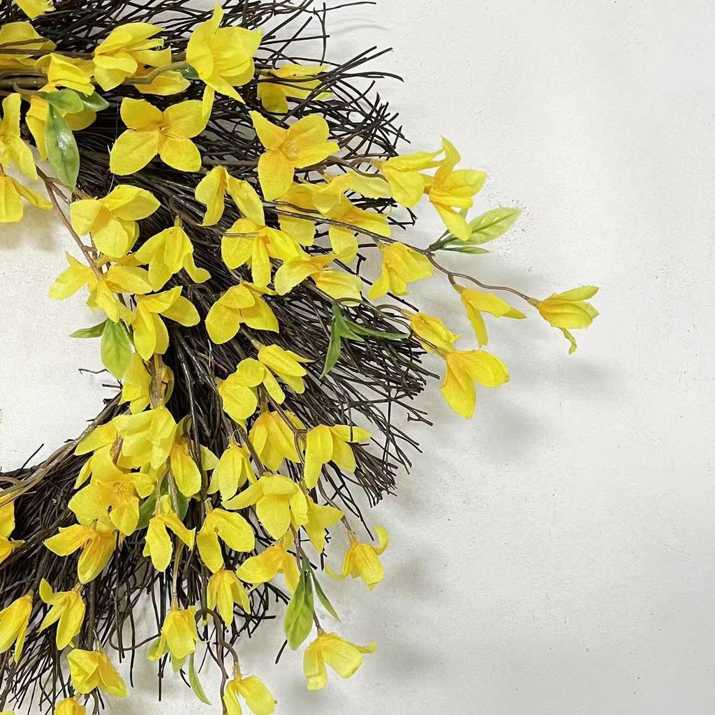 Yellow Forsythia Spring Wreath - Door Hanging Home Decoration