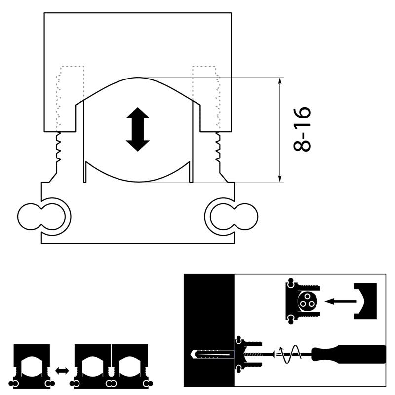 Supporto di Montaggio Cavo a Scatto di Collegamento Um-16 Nero (50 Pz.)