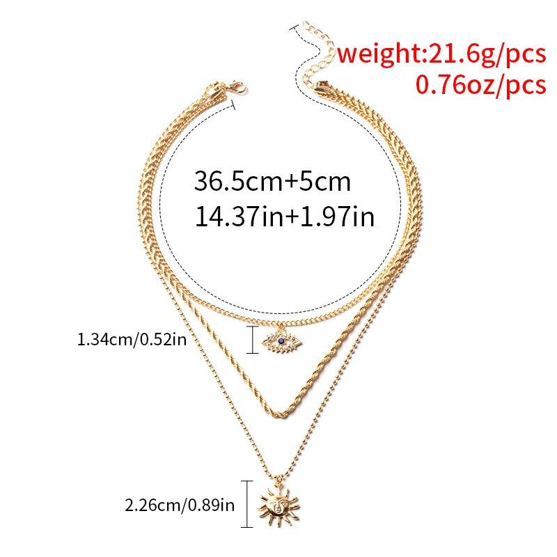 Bohemian multi-layer necklace women's retro sunflower pendant niche stacked wearing collarbone chain accessories hokr neck chain