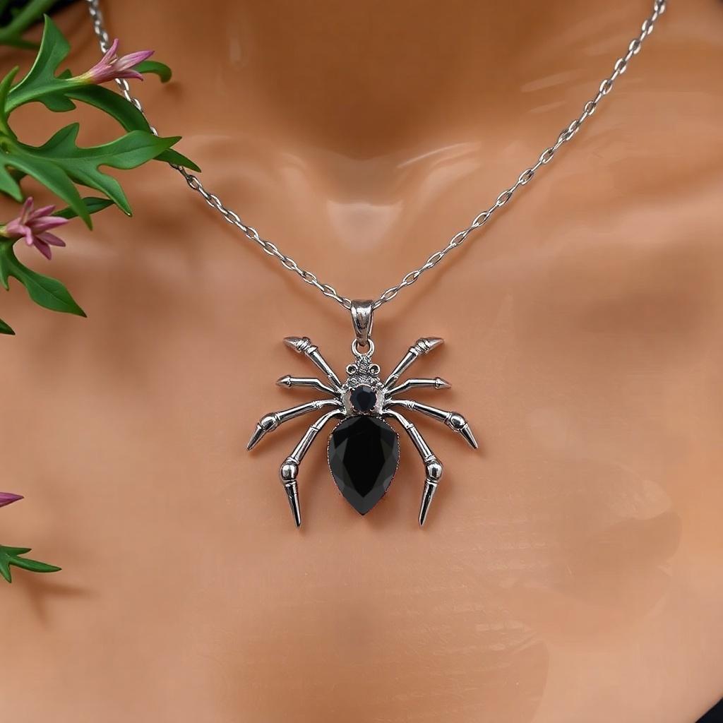 Collana Ciondolo Ragno Nero Gotico Per Uomini Donne Halloween Cosplay Gioielli