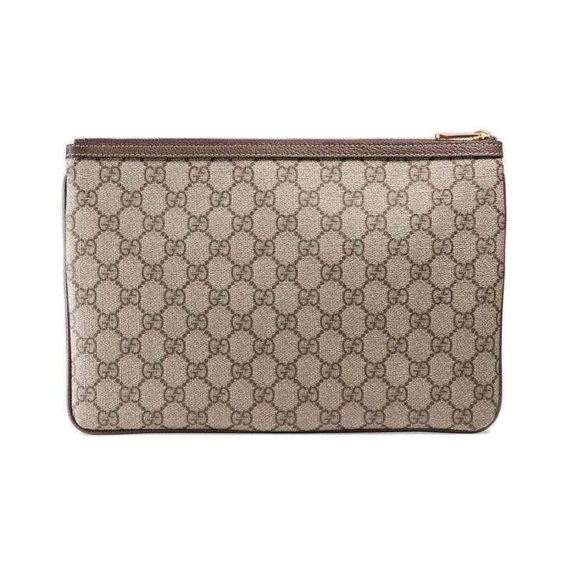 Gucci Ophidia Distressed Old Flower Logo Striped Webbing Canvas Patchwork Clutch Bag Women's Ebony/brown