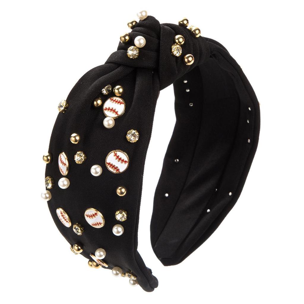 Heming Pearl-Decorated Baseball Headband: Fashionable Wide-Brim Fabric Hair Accessory